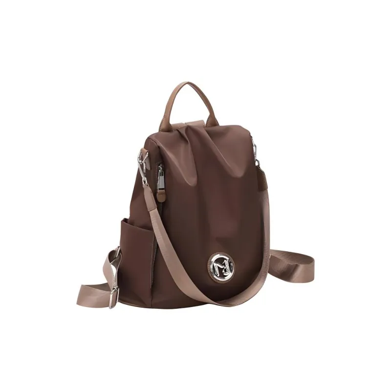 PESASRIE Nylon Backpack Regular Women's Black/Coffee-3