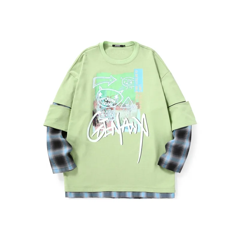 GENANX Crew Neck Loose Fit Regular Sweatshirt Unisex Green-0