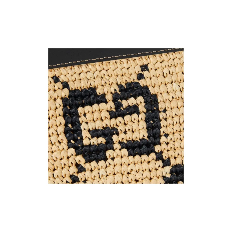 GUCCI Raffia Clutch Unisex Natural & Black-5