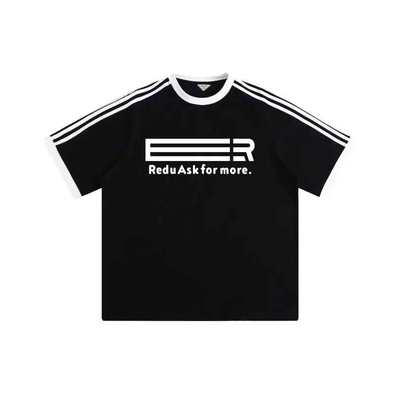 REDU T-Shirt Unisex White & Black Stripes-6