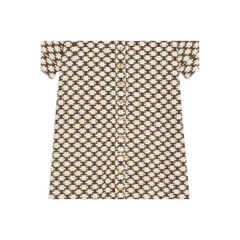 CELINE Short Sleeved Dress Women's Vanilla-3