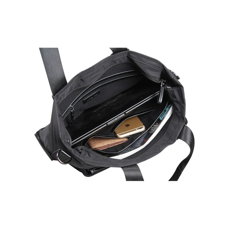 DOSRFINI Nylon Fabric Horizontal Shoulder Bag Crossbody Bag Handbag Men's Black-4
