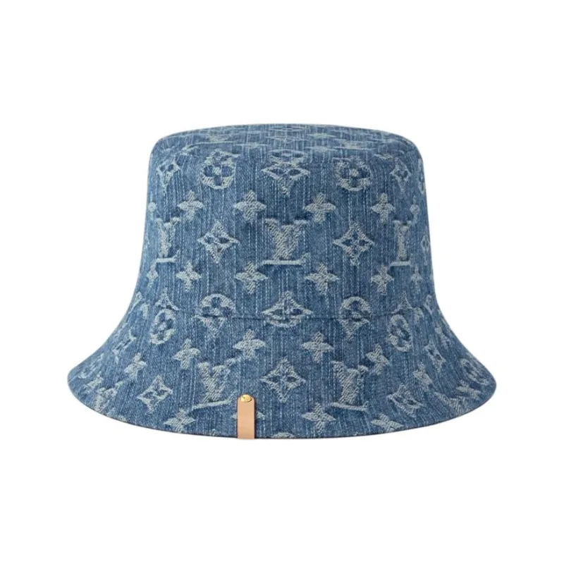 LOUIS VUITTON Cotton Denim Fabric Bucket Hats Women's Dark Blue-1