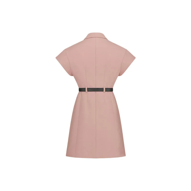 DIOR SS25 Short Sleeved Dress Women's Peach Blossom Pink-1