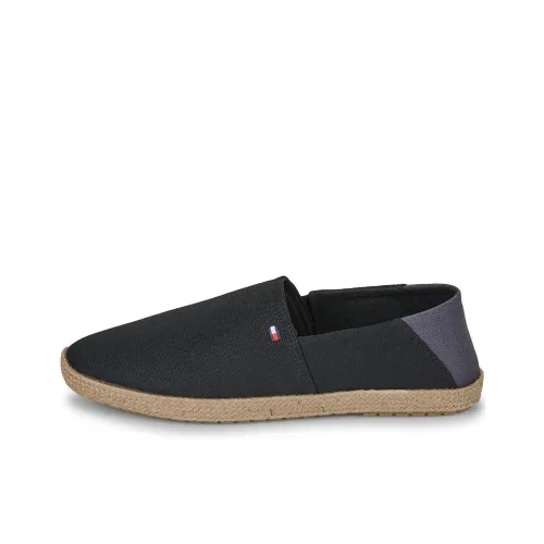 Tommy Hilfiger Flag Embroidery Fine Cleat Espadrilles Low Top Canvas Shoes Men's Black