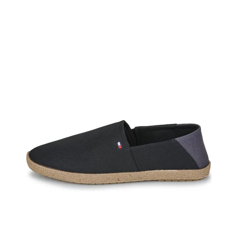 Tommy Hilfiger Flag Embroidery Fine Cleat Espadrilles Low Top Canvas Shoes Men's Black-0