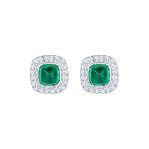 KOYOOME Synthetic Emerald Stud Earrings Unisex