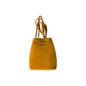 MIU MIU Lambskin Bucket Bag, Shoulder Bag Women's Yellow