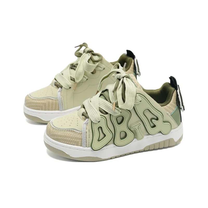 OAOQ Cushioned Wear Resistant Lightweight Breathable Height Increasing Low Top Platform Skateboard Shoes Unisex-1