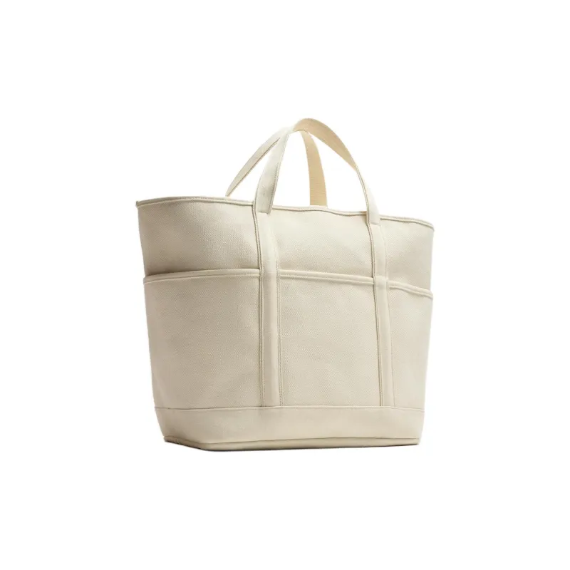 ZARA Cotton Tote Bag Shopping Bag Handbag Unisex Light Beige Yellow-1
