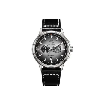 POLOMEISDO POLO Wrist Watch Automatic Mechanical Movement Cowhide Strap 41mm Gray Dial Men's Watches Wooden Box