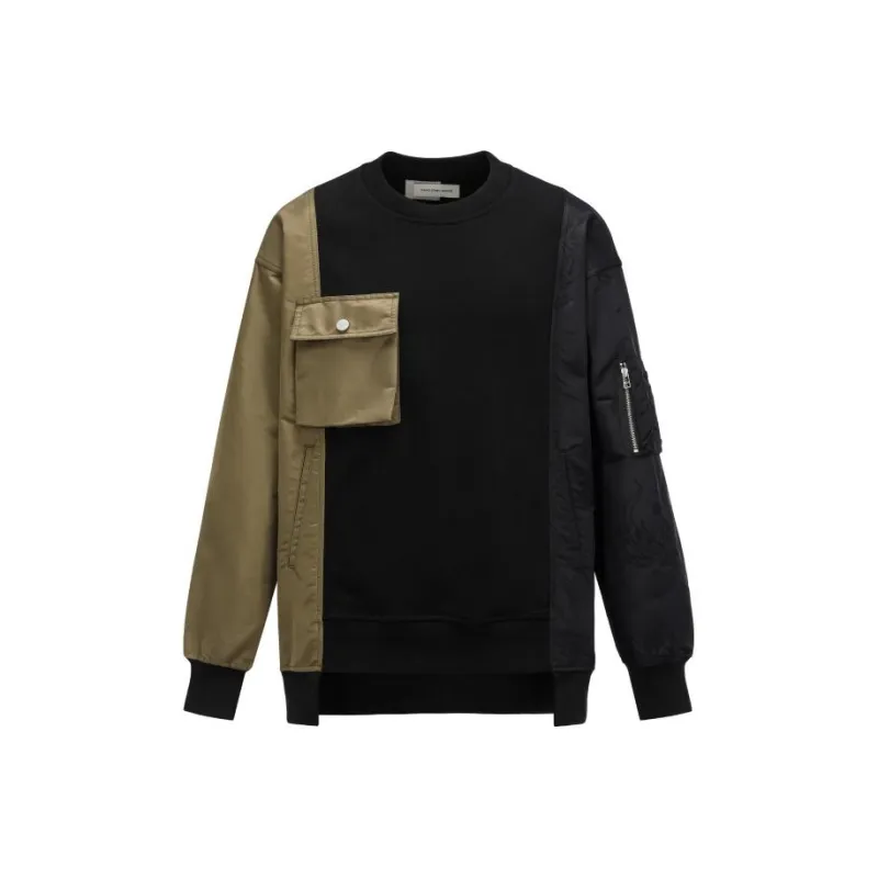 Feng Chen Wang Phoenix Embroidery Collection Sweatshirts Men Black & Khaki-0