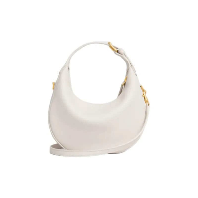 CELINE Cow Leather One Shoulder Handbag Women's White-2