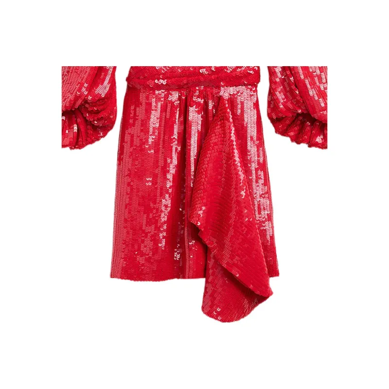 CELINE Embroidered Sequin Wrap Dress-3