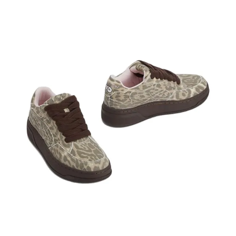 GOOD BAI Low Top Casual Shoes Unisex Light Leopard Print-3