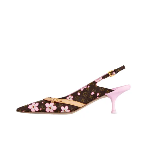 Takashi Murakami x LOUIS VUITTON 6AM Cherry Blossom Collection Slim Heel High Heels 5.5cm Women's Pink Brown