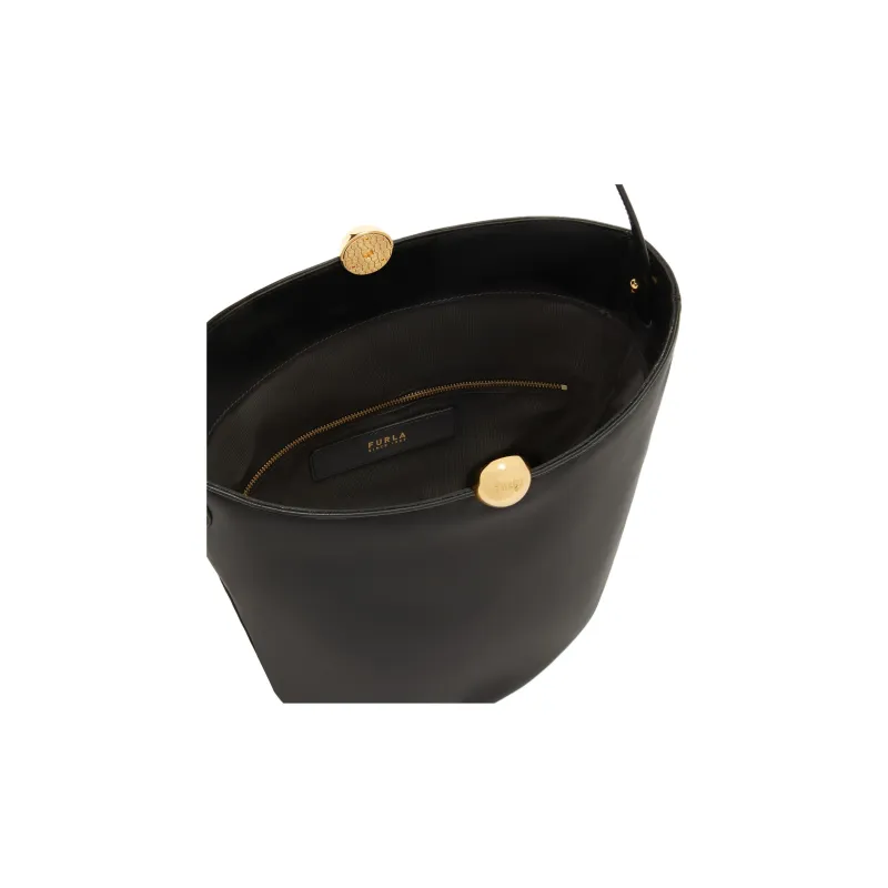 Furla Calfskin Bucket Bag Handbag Trumpets Women's Black-4