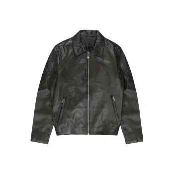 PURPLE BRAND Leather Front Zip Jacket