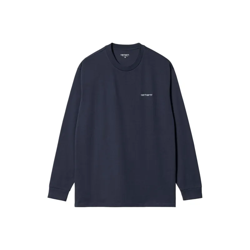 Carhartt WIP SS24 L/S Script Embroidery T Shirt T Shirt Unisex Air Force Blue-0
