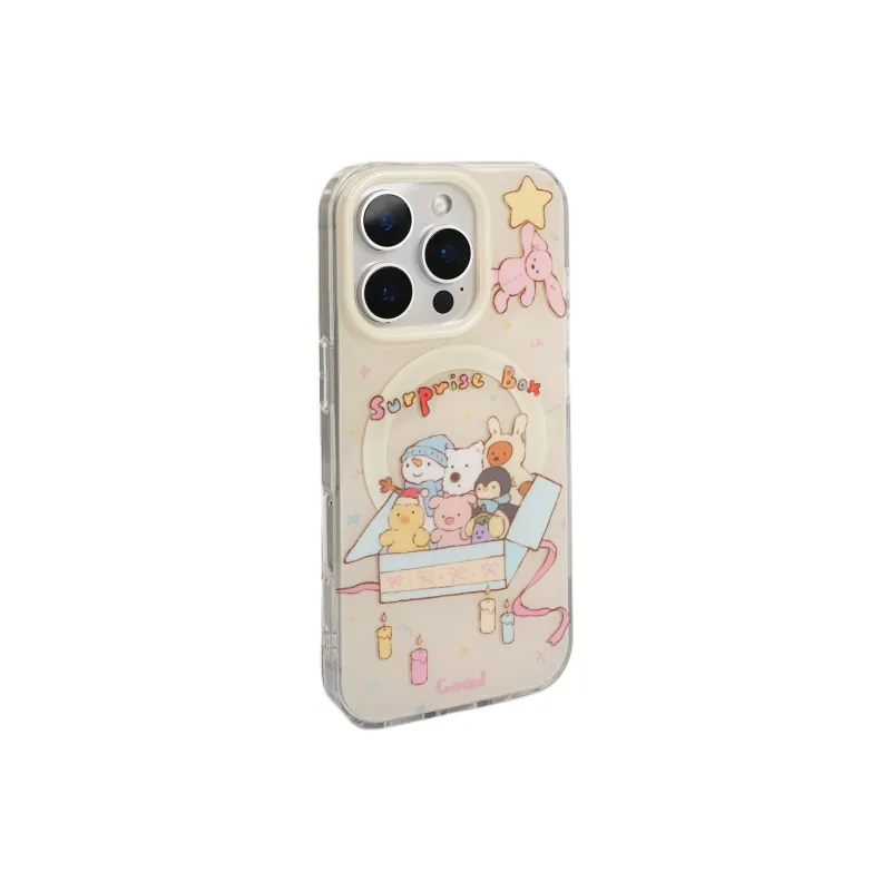 Sopi Acrylic Material Surprise Box Little Animal Phone Cases Compatible With IPhone 16/15 Pro Max/Apple 13/14 Pro/Max-5