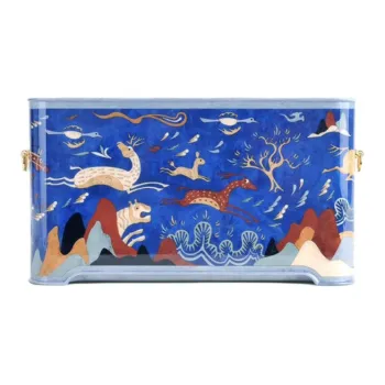 DUANMULIANGJIN Wooden Evening Bag, Clutch, Shoulder Bag Women's Lapis Lazuli Blue