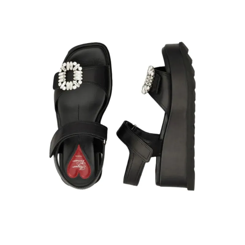 Roger Vivier Slidy Viv' One Strap Sandals Women's Black-4
