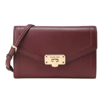 MICHAEL KORS Kinsley Cow Leather Envelope Bag Shoulder Bag Crossbody Bag Medium Size Women's Burgundy