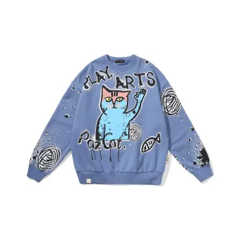 Thankque x Pazcat Crew Neck Loose Fit Sweatshirt Unisex