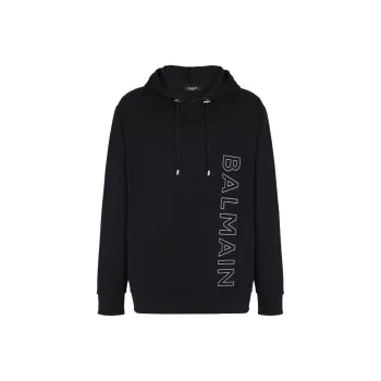BALMAIN Logo Embossed Drawstring Hoodie