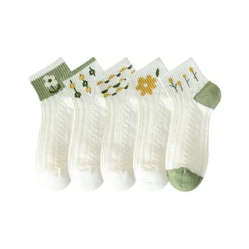 Yalu Mid Calf Socks Women's 5 Pack Mixed Color