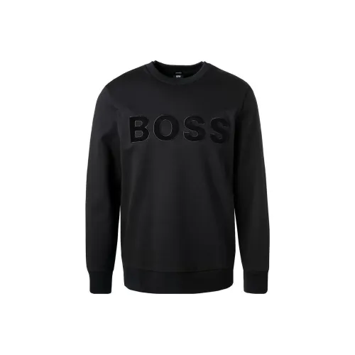 HUGO BOSS Logo Flocked Crewneck Sweatshirt