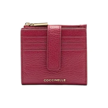 COCCINELLE Grain Leather Wallet Small Size Women's Red