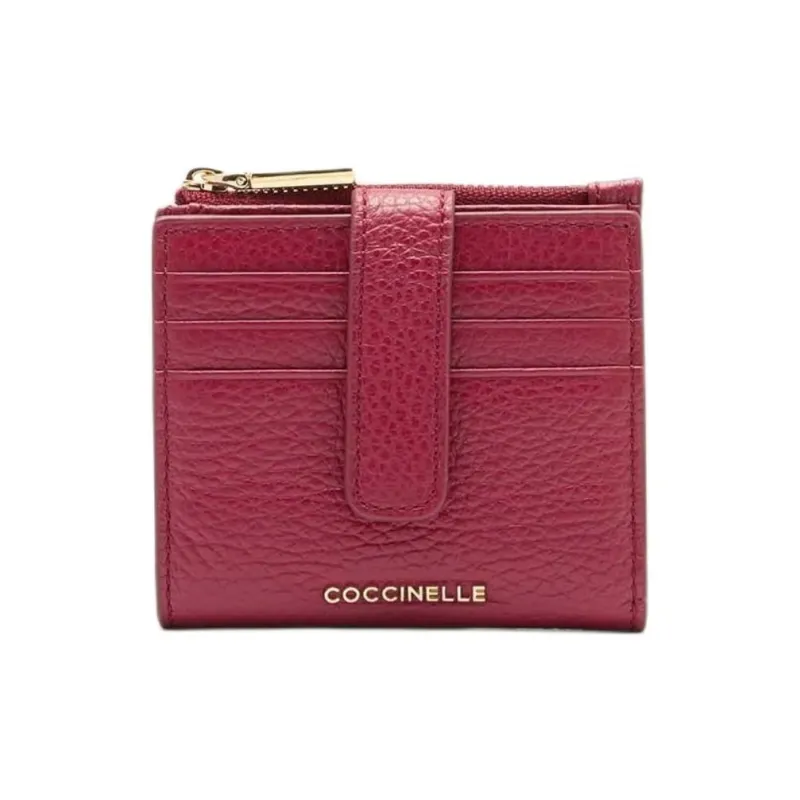 COCCINELLE Grain Leather Wallet Trumpets Women's Red-0