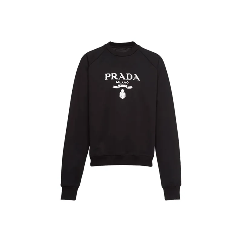 PRADA Printed Cotton Fleece Crewneck Sweatshirt-0