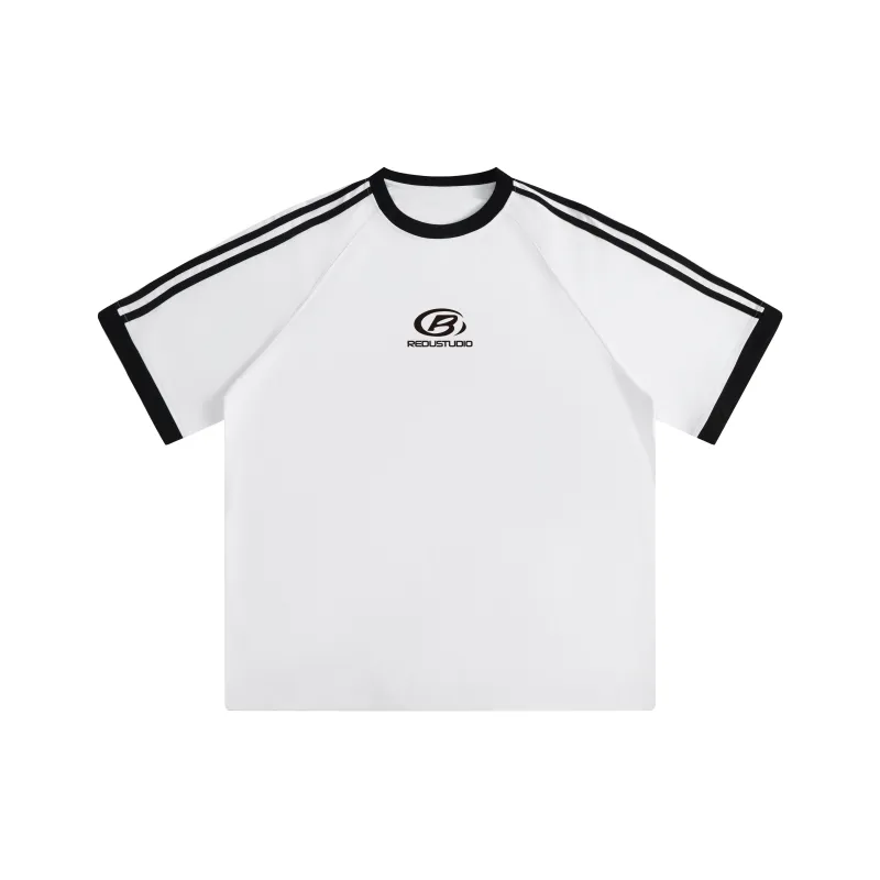 REDU T-Shirt Unisex White & Black Stripes-0