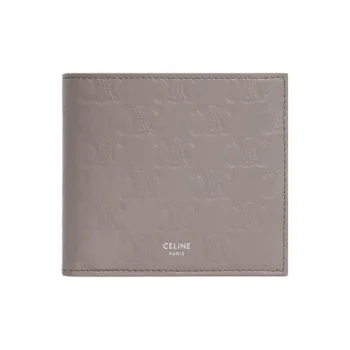 CELINE Triomphe Cow Leather Wallet Women's Pebble