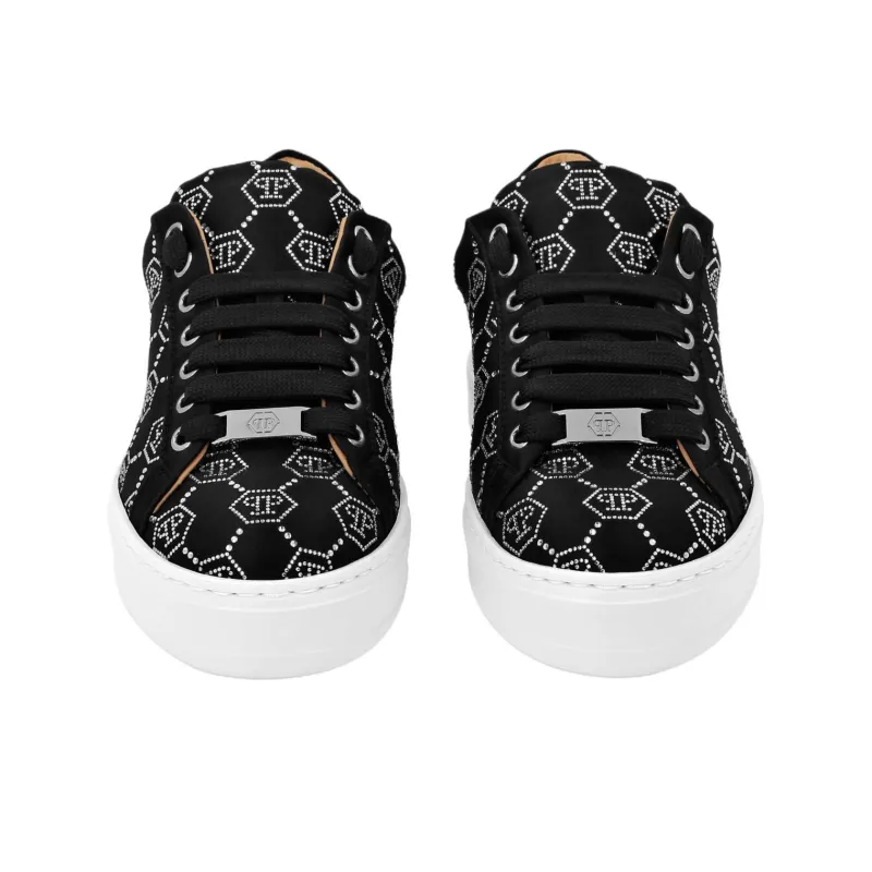 PHILIPP PLEIN Lo Top Strass Monogram Low Top Skateboard Shoes Women's Black-5