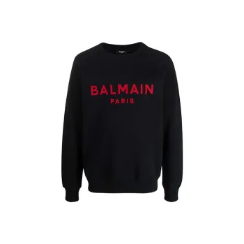 BALMAIN Sweatshirts Men Red Logo Black