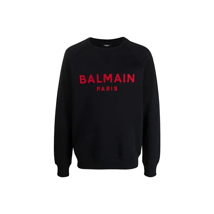 BALMAIN Sweatshirts Men Red Logo Black-0