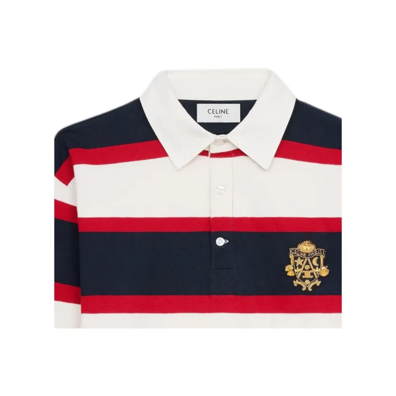 CELINE Blason Rugby Polo Shirt In Striped Jersey-4