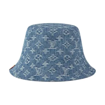 LOUIS VUITTON Cotton Denim Fabric Bucket Hats Women's Dark Blue