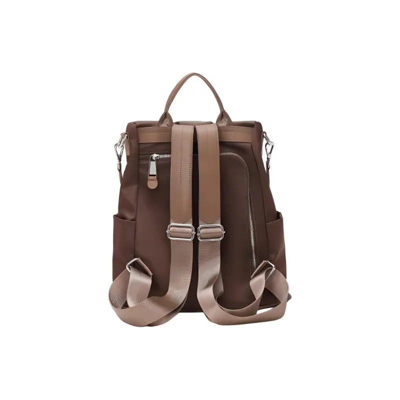 PESASRIE Nylon Backpack Regular Women's Black/Coffee-4