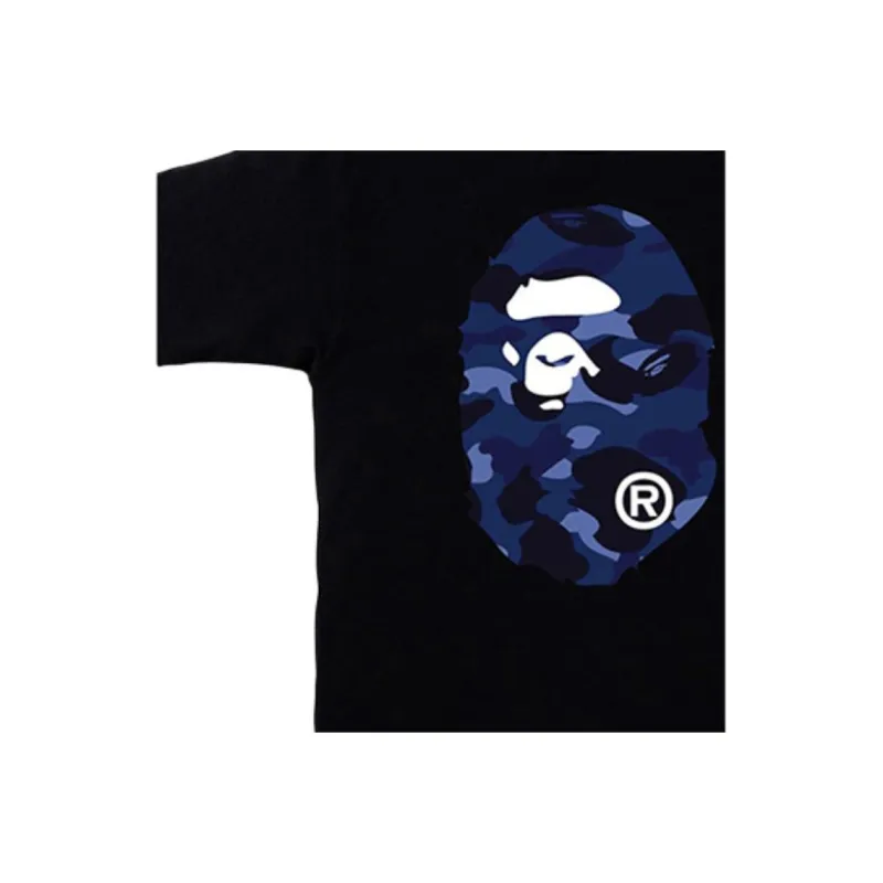 A BATHING APE Head Series Color Camo Big Ape Head T Shirt Unisex Black-1