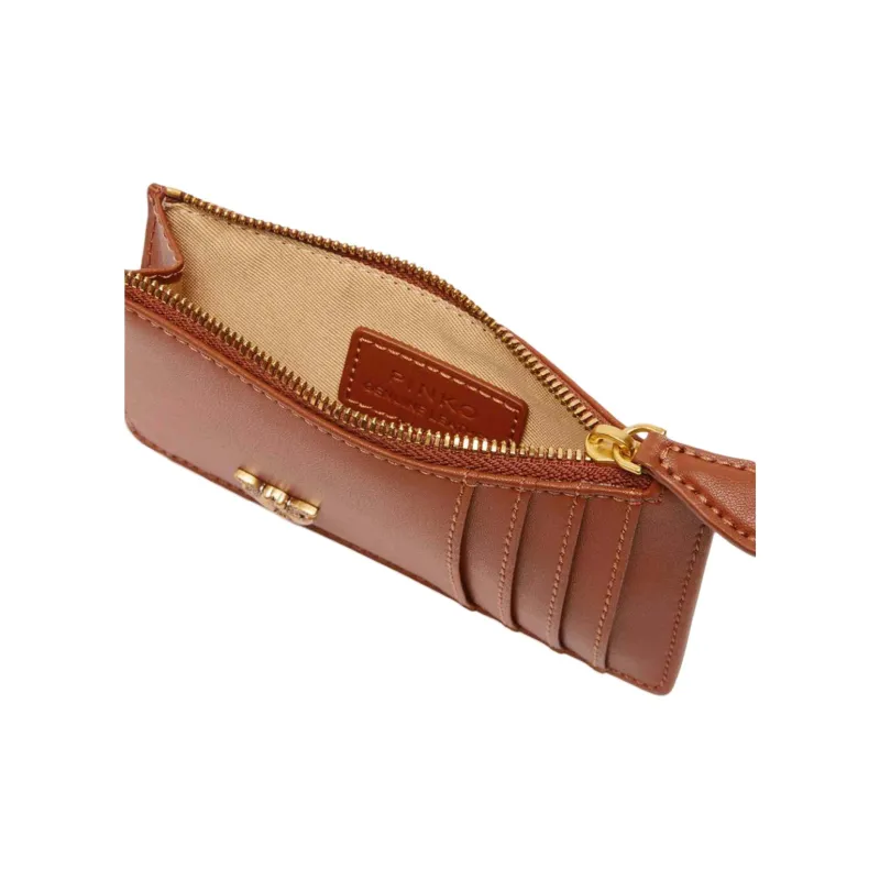 PINKO Leather Card Holder Women's Brown-2