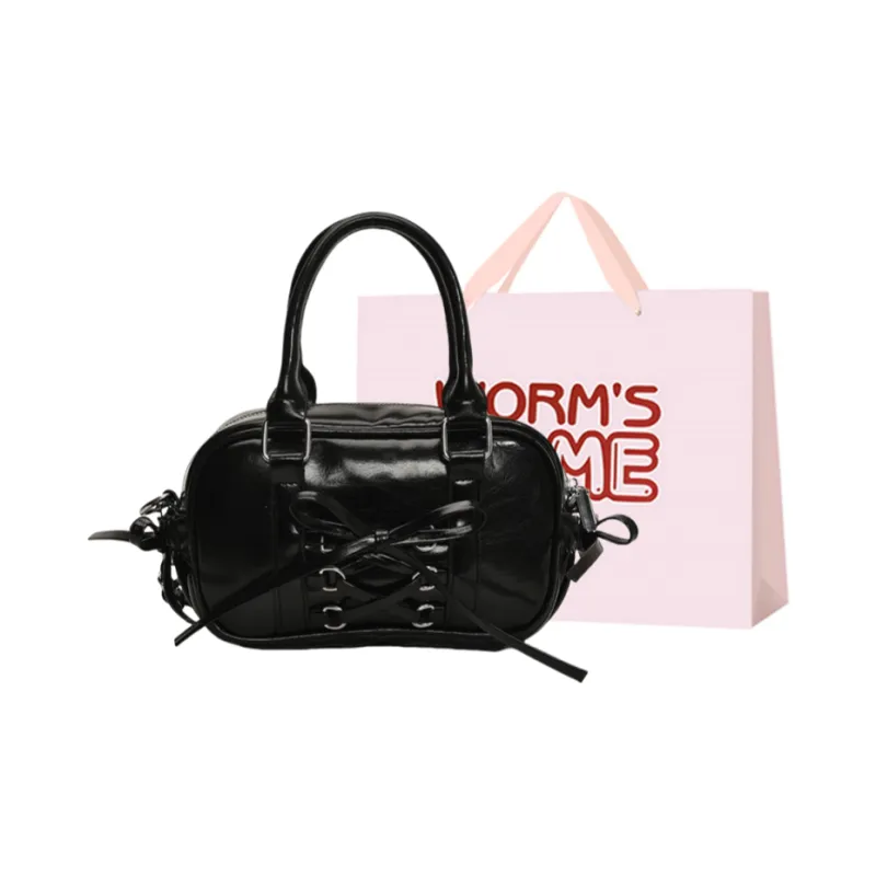 Worm's Home PU Handbag Regular Women's Pink/Ecru/Black/Blue-12