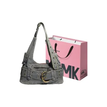 NOMK Denim Shoulder Bag Crossbody Bag Women's Gray