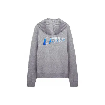Lanvin Men Logo Zip Up Hoodie Grey