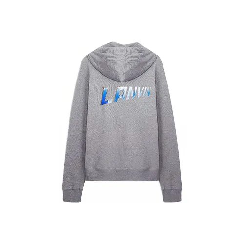 Lanvin Men Logo Zip Up Hoodie Grey