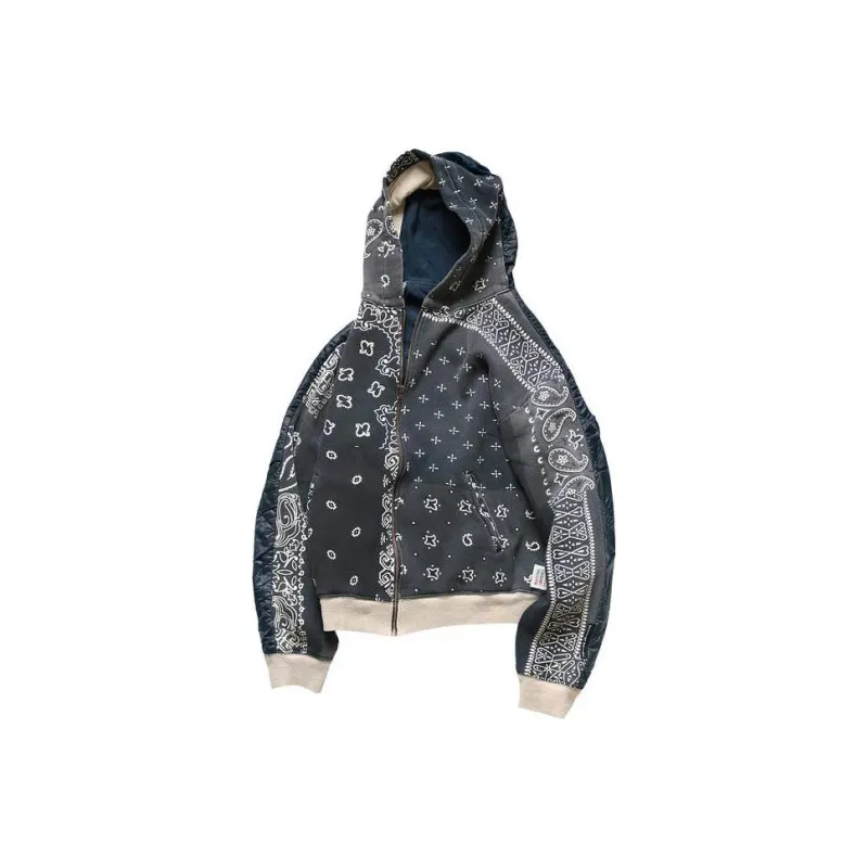 Kapital Half Quilted Bandana Zip Up Hoodie-0