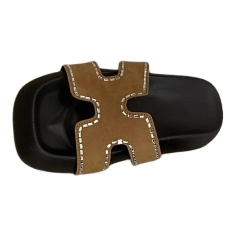 ALPLUME Slippers Black Khaki Ecru-5